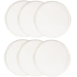 Maisons Du Monde Vaisselle De Noël Assiette Plate En Porcelaine Blanche Et Dorée - Lot De 6
