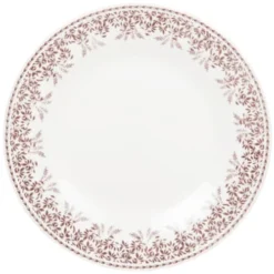Maisons Du Monde Assiettes Plates Assiette Plate En Porcelaine Blanche Motif Végétal Gris - Lot De 6
