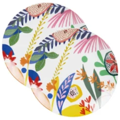 Maisons Du Monde Assiettes Assiette Plate En Porcelaine Multicolore Imprimée - Lot De 2