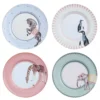 Yvonne Ellen Assiettes Plates Assiettes Animaux En Porcelaine D27cm - Lot De 4