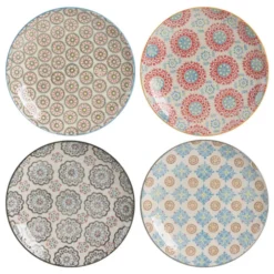 Table Passion Coffret De 4 Assiettes à Dessert 20 Cm En Grès Multicolore