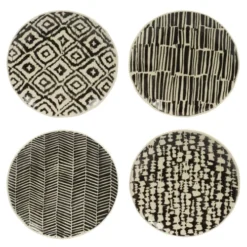 Table Passion Coffret De 4 Assiettes à Dessert 22 Cm En Grès Noir