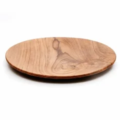 Bazar Bizar Assiettes Plates Grand Plat Rond En Bois De Teck -Assiettes Soldes Magasin grand plat rond en bois de teck 4