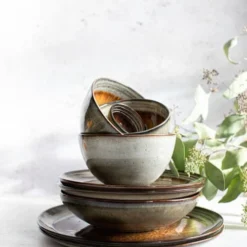 Bazar Bizar Assiettes Plates Grande Assiette à Pâtes En Grès Lot De 4 -Assiettes Soldes Magasin grande assiette a pates en gres lot de 4 3