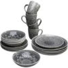 Kare Design Assiettes Plates Lot 4 Bols, 4 Tasses, 4 Assiettes D27, 4 Assiettes D21 En Grès Gris