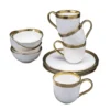 Kare Design Lot 6 Mugs, 6 Bols, 6 Assiettes Plates En Porcelaine Blanche Et Dorée