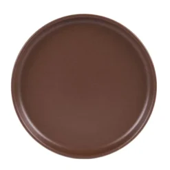 Table Passion Assiettes Plates Lot De 6 - Assiette Plate Chocolat 26 Cm En Grès Marron