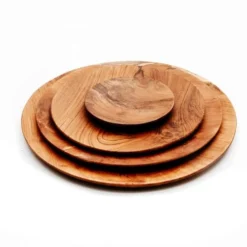 Bazar Bizar Assiettes Plates Plaque Ronde Extra Large En Bois De Teck -Assiettes Soldes Magasin plaque ronde extra large en bois de teck 5