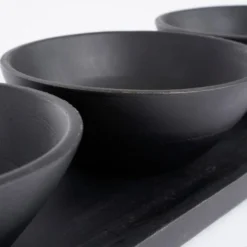 Mica Decorations Assiettes De Présentation Plateau Apéritif 3 Coupelles En Bois De Manguier Noir -Assiettes Soldes Magasin plateau aperitif 3 coupelles en bois de manguier noir 3