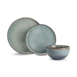 ONA Assiettes Plates Service 12 Pièces Bleu