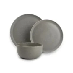 ONA Assiettes Plates Service 12 Pièces Gris