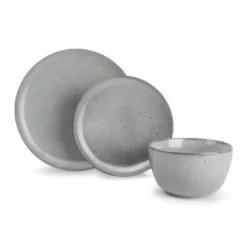 ONA Assiettes Plates Service 12 Pièces Gris