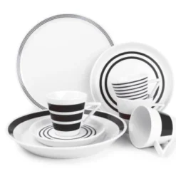 Salt&Pepper Assiettes Plates Service 20 Pièces Noir