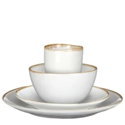 Mica Decorations Assiettes Plates Service De Table 16 Pièces En Céramique Blanc