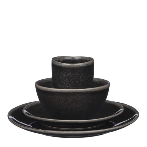 Mica Decorations Assiettes Plates Service De Table 16 Pièces En Céramique Noir 1 Mica Decorations Assiettes Plates Service De Table 16 Pièces En Céramique Noir