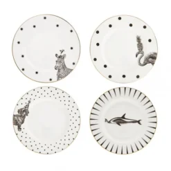 Yvonne Ellen Assiettes Plates Set 4 Assiettes Mono Party 16cm