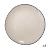Maison Tilleul Set De 4 Assiettes Plates Céramique Blanc