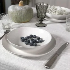 Maison Tilleul Set De 4 Assiettes Plates Céramique Blanc -Assiettes Soldes Magasin set de 4 assiettes plates ceramique blanc 8